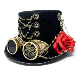 Steampunk Top Hat Metallic Scientist Time Traveler Halloween Costume Cosplay Hat